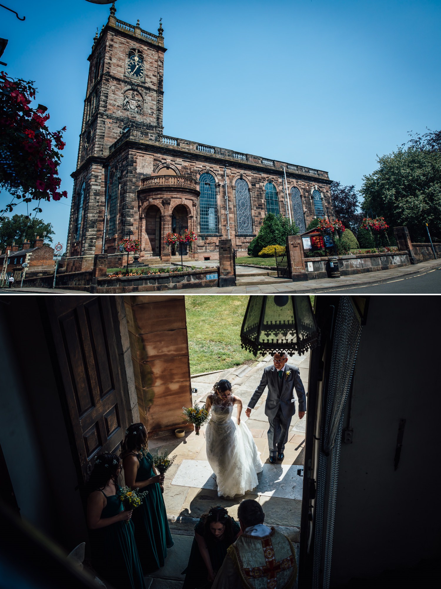 Bride entering the church in Whitchurch