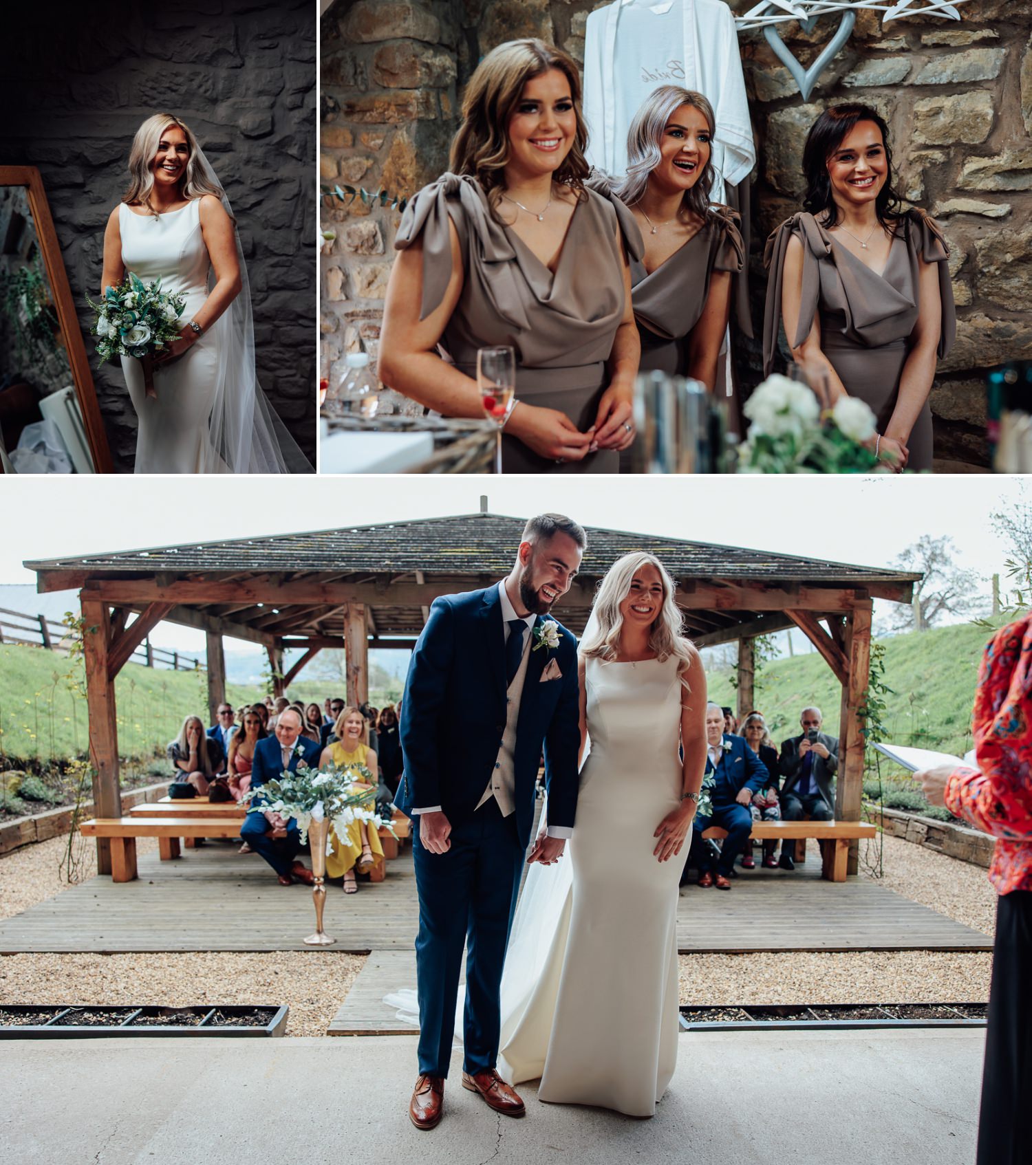 Outdoor wedding ceremony at Tower Hill Barns