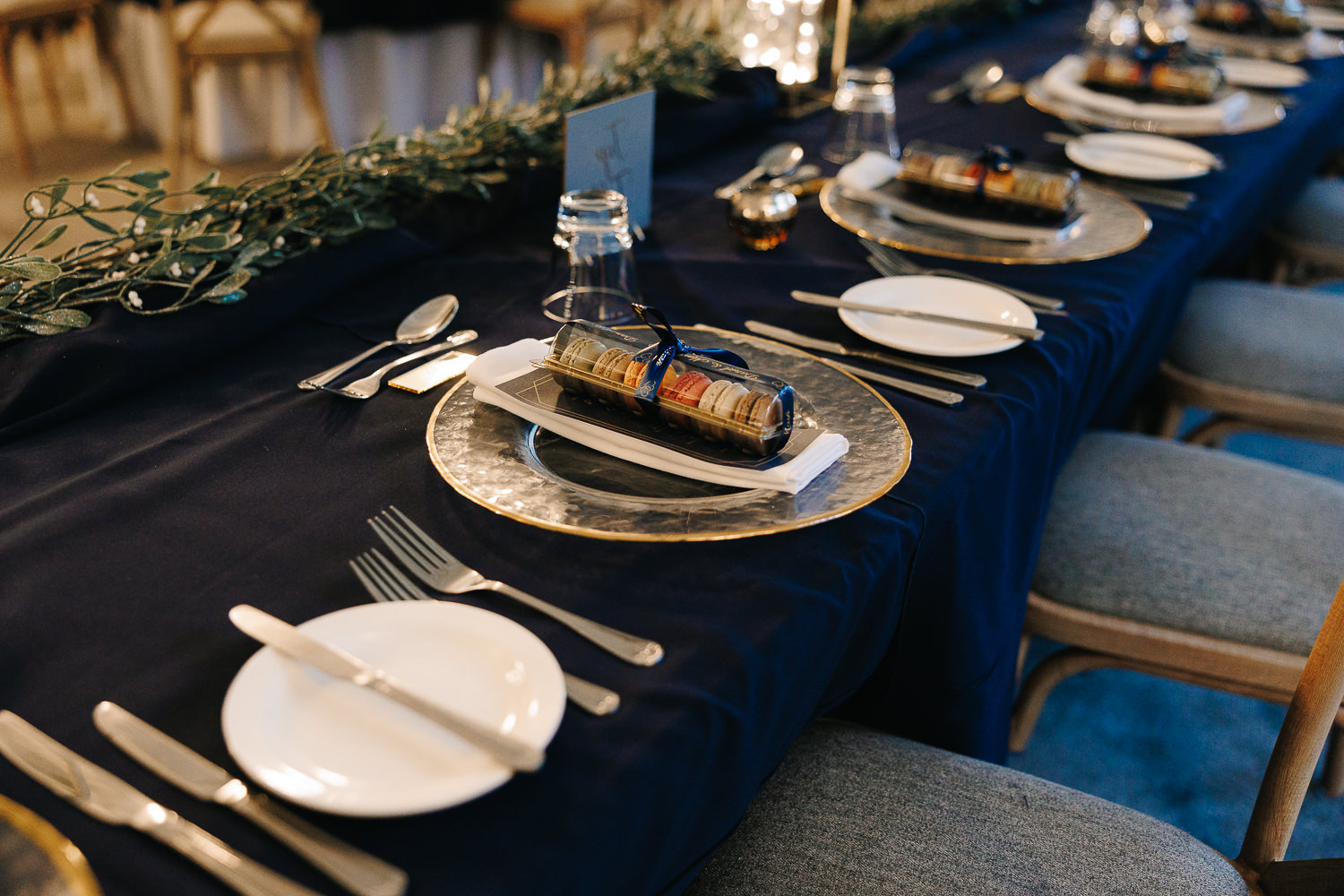 Blue table decorations