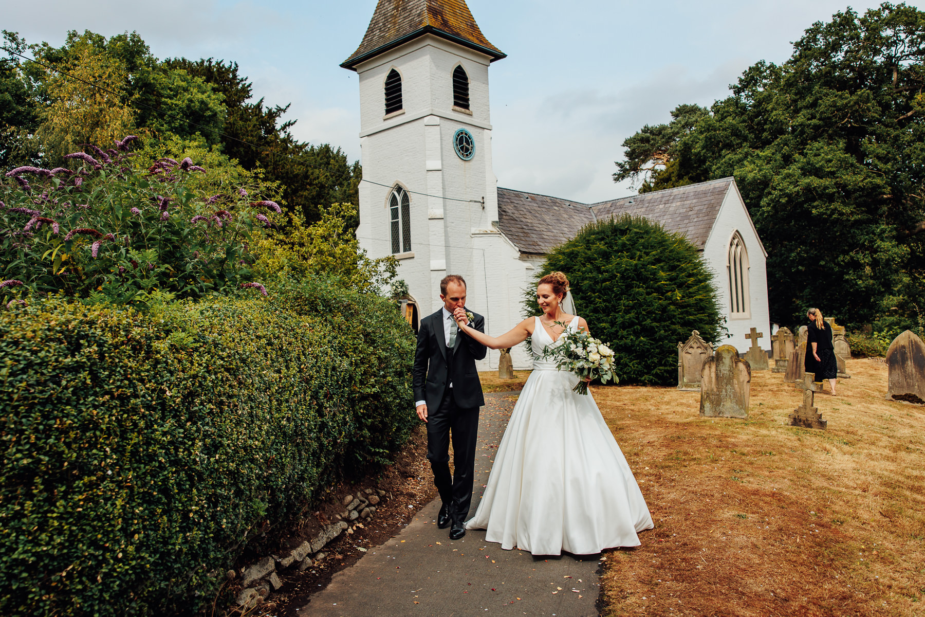 bride and grrom at whitewell church