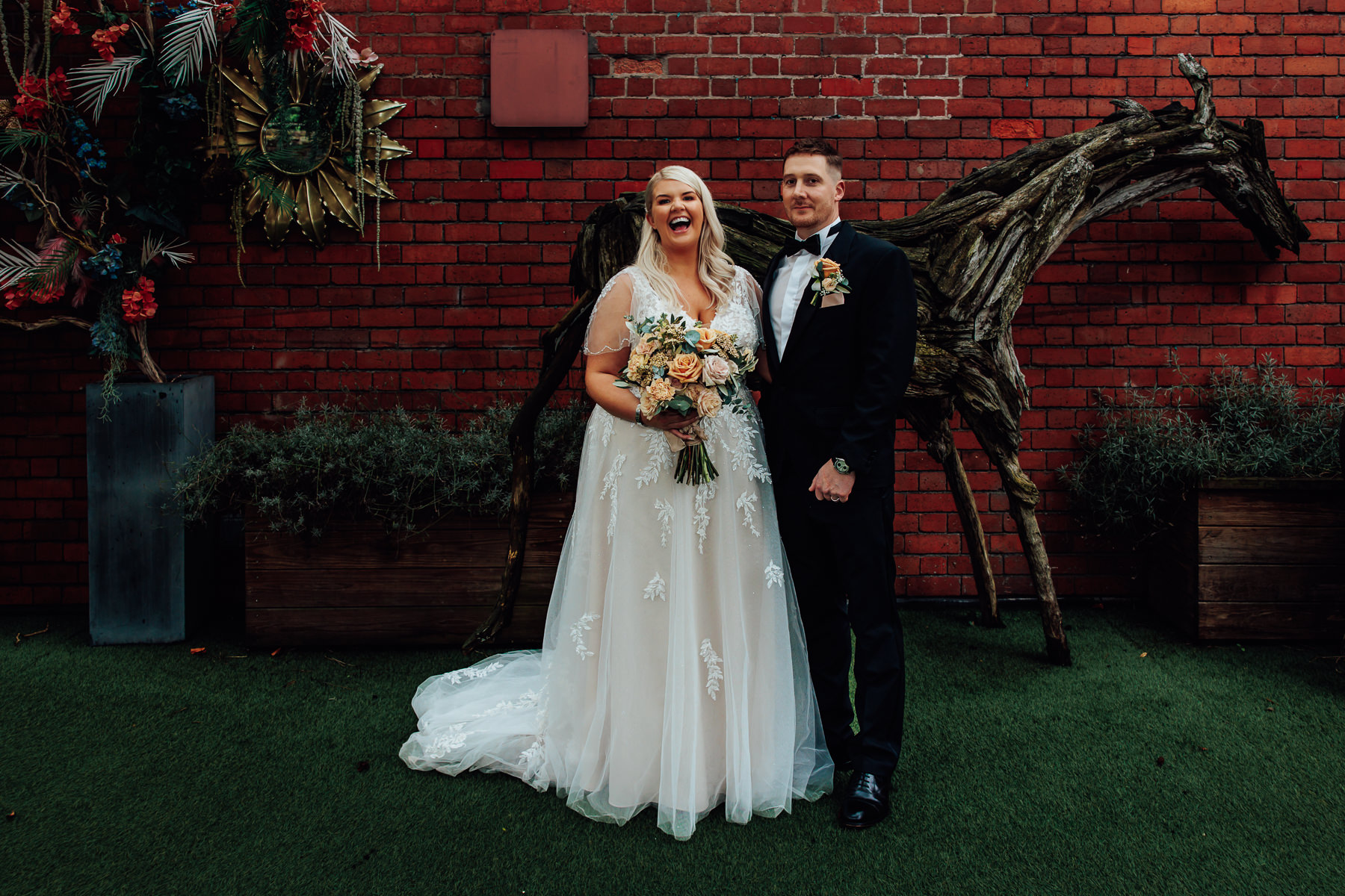 Bride and groom portrait at 1539 restaurant