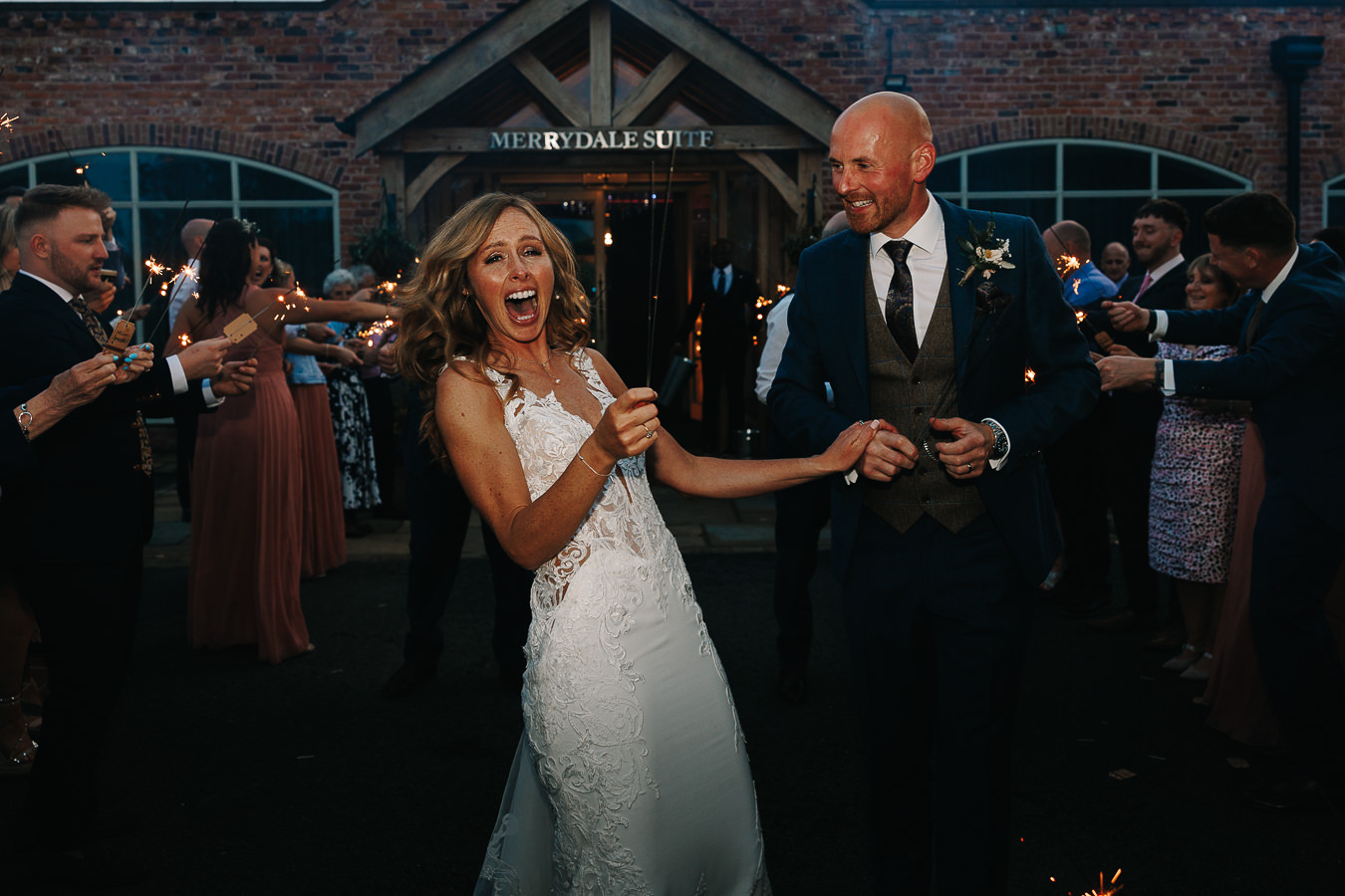 bride shocked that sparkler to close to her