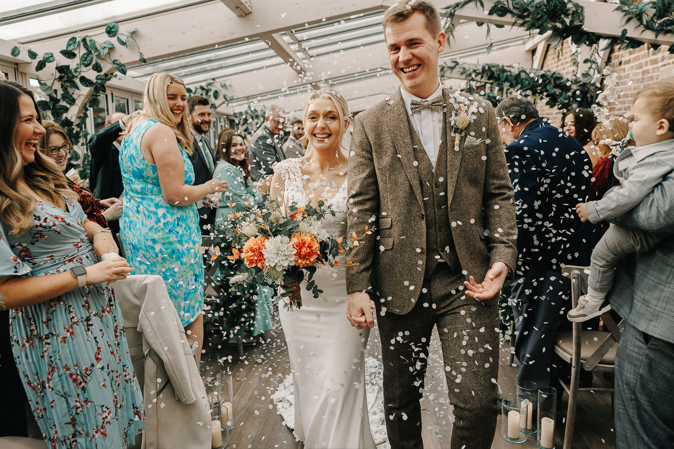 Two of a set of 4 confetti photographs in the Orangery Foxtail Barns